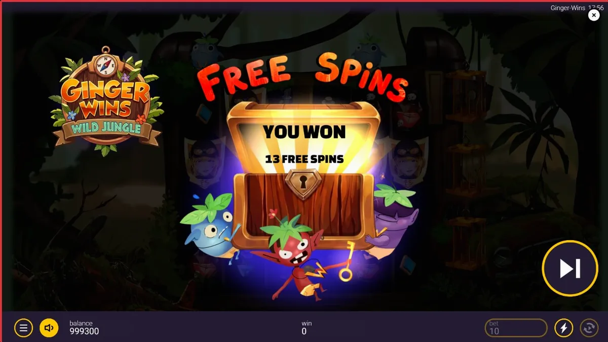Tampilan visual slot Ginger Wins Wild Jungle dengan tema hutan dan simbol berwarna
