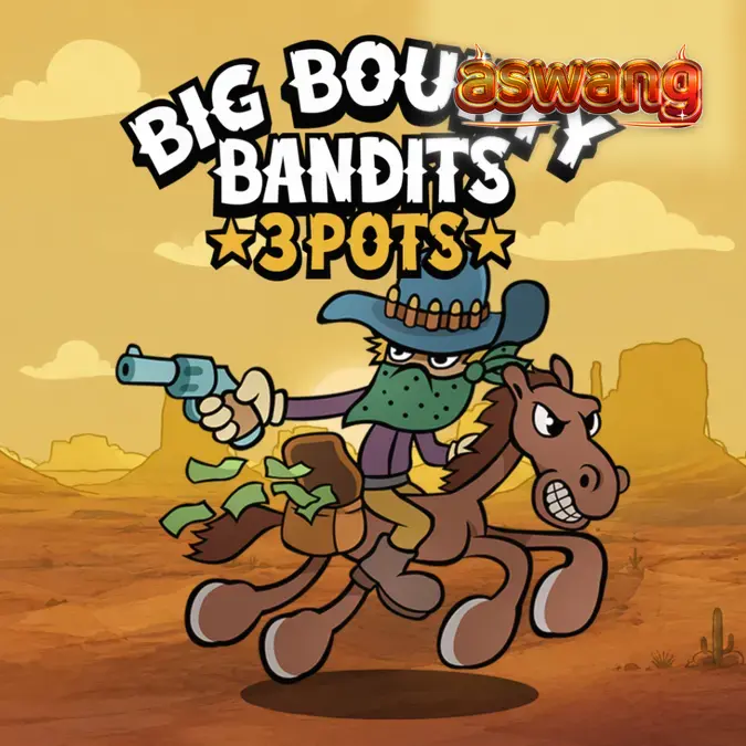 Tampilan visual kartun Wild West pada slot Big Bounty Bandits 3 Pots